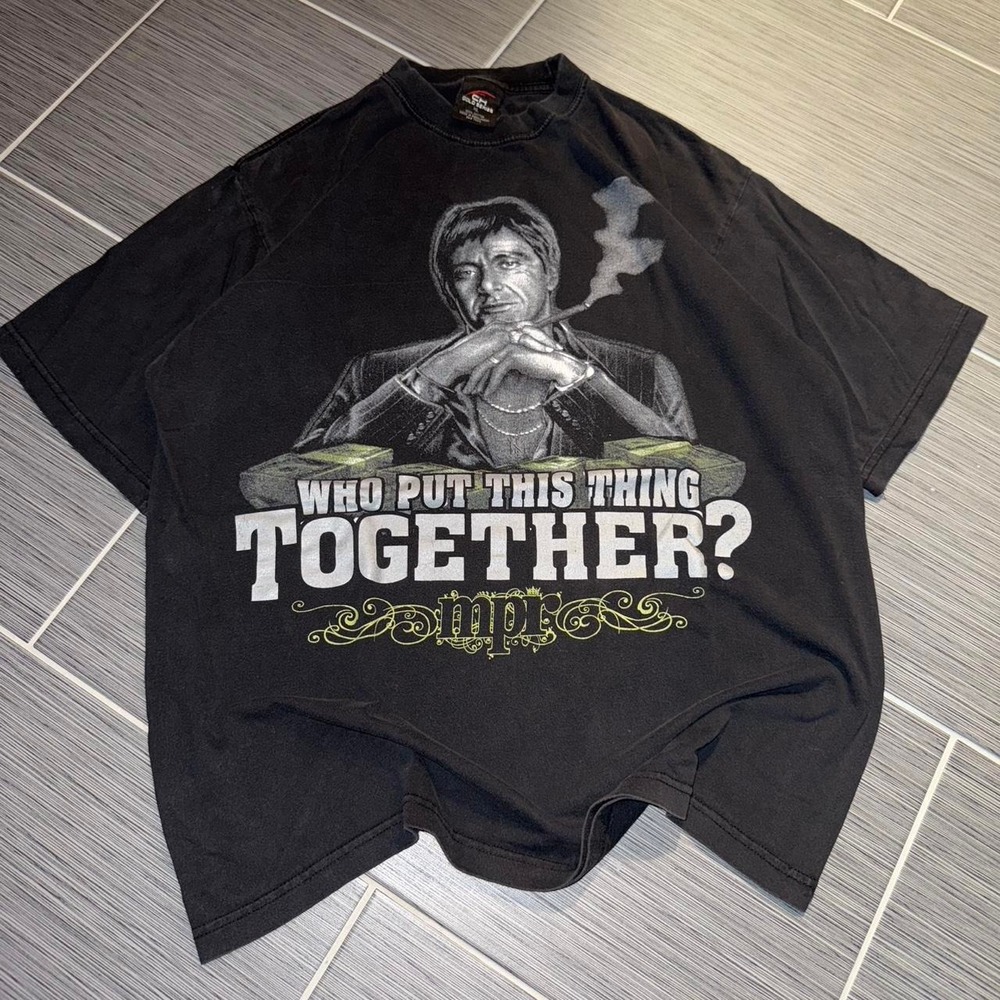 Vintage Y2K MPR Scarface "Who put this thing together?" Movie T-shirt sz XL